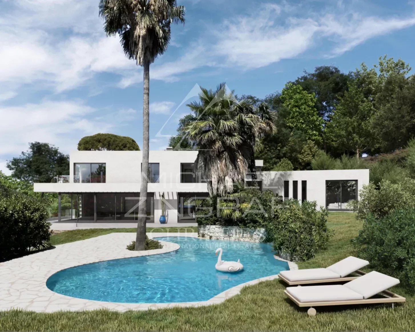 Rare - Cannes Californie - Construction project for a villa with swimming pool.