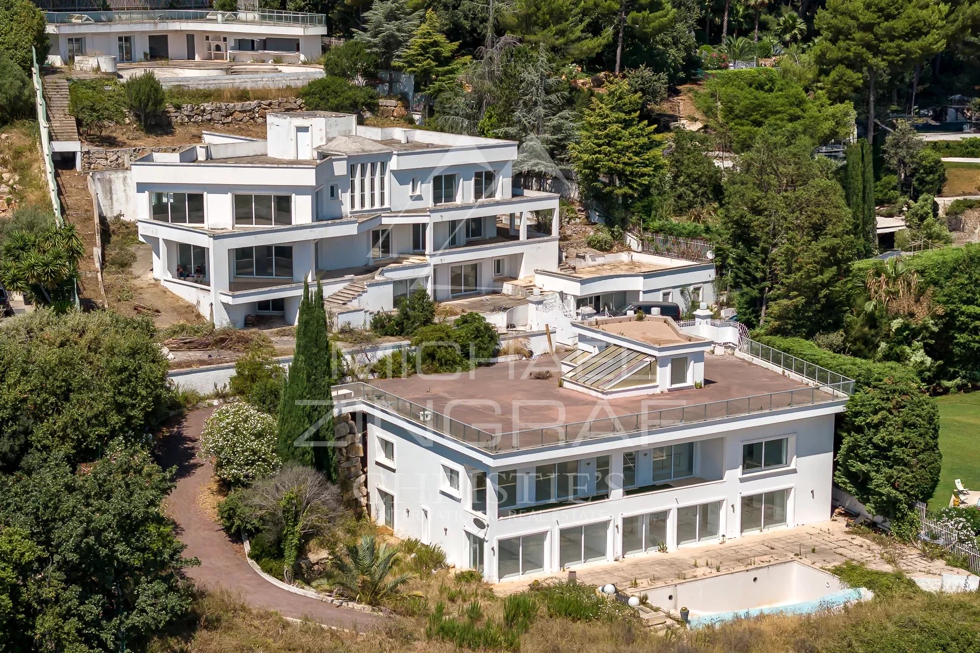 Vallauris - Zwei zeitgenössische Villen zum Fertigstellen - Panoramablick auf das Meer