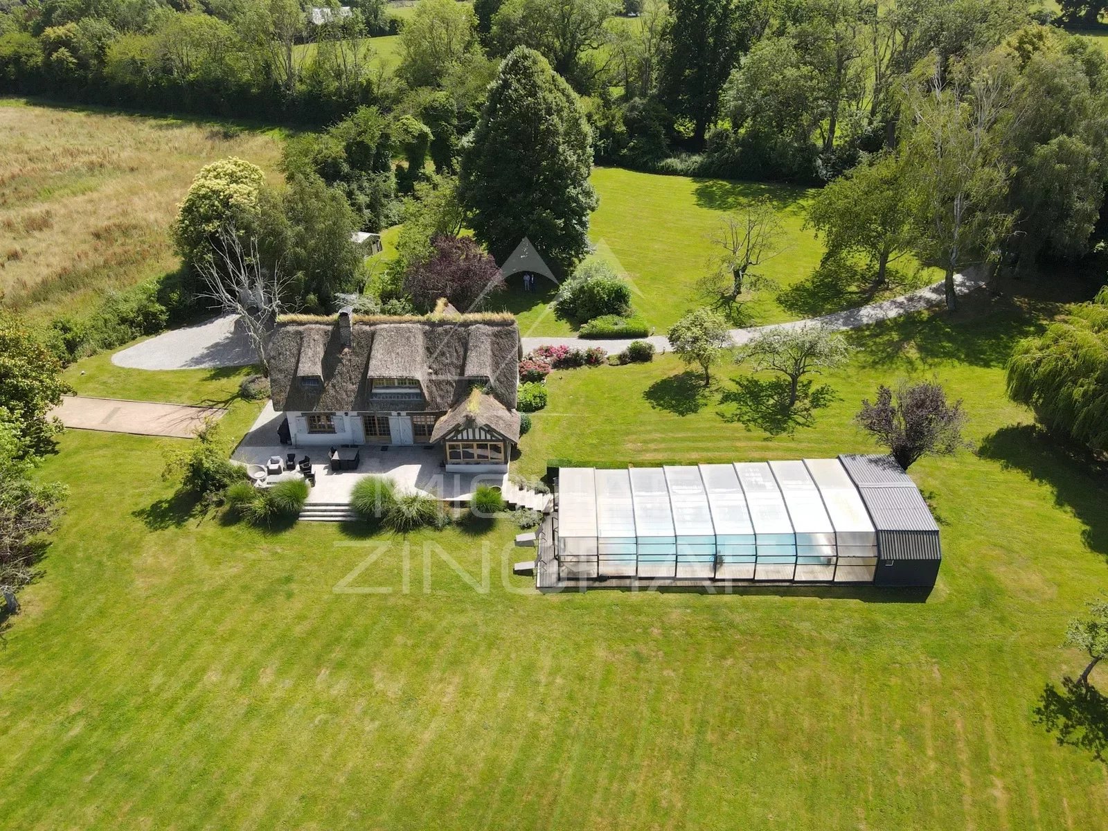 Cottage with swimming pool and outbuilding