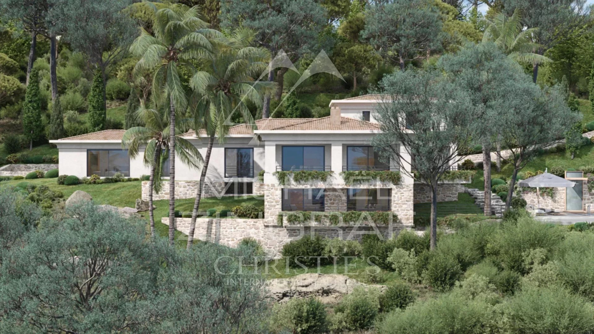 Rare - Cannes Californie - Construction project for a villa with swimming pool.