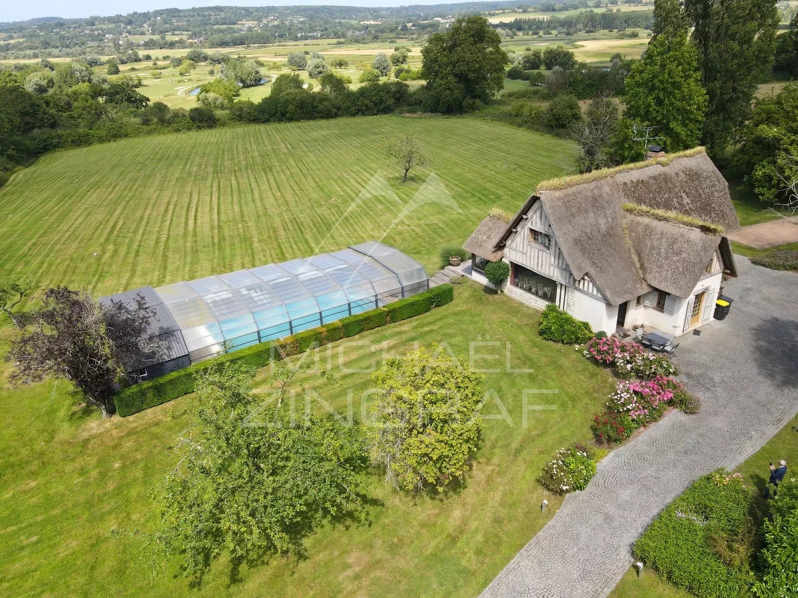 Cottage with swimming pool and outbuilding