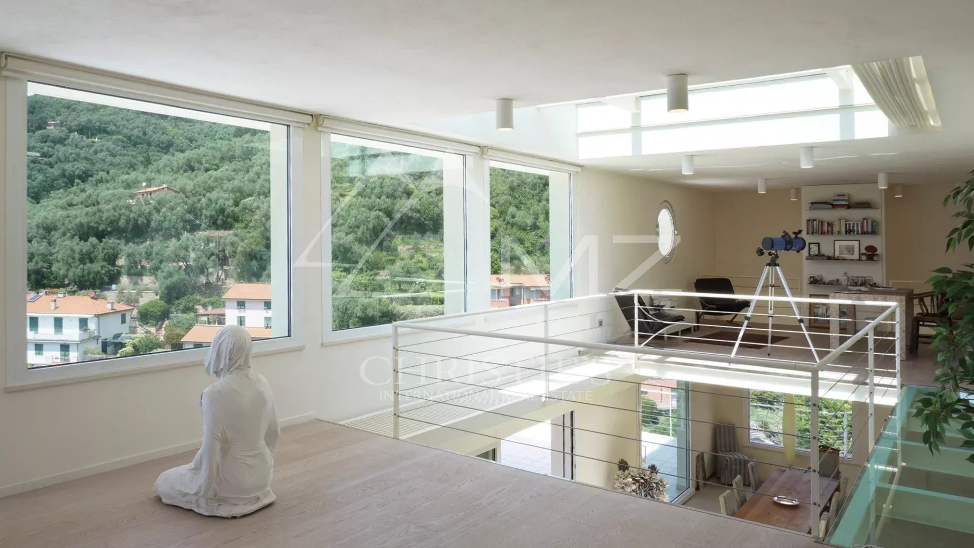 Elegant modern villa with large windows and sea view over the Gulf of Poets in Fiascherino, Lerici