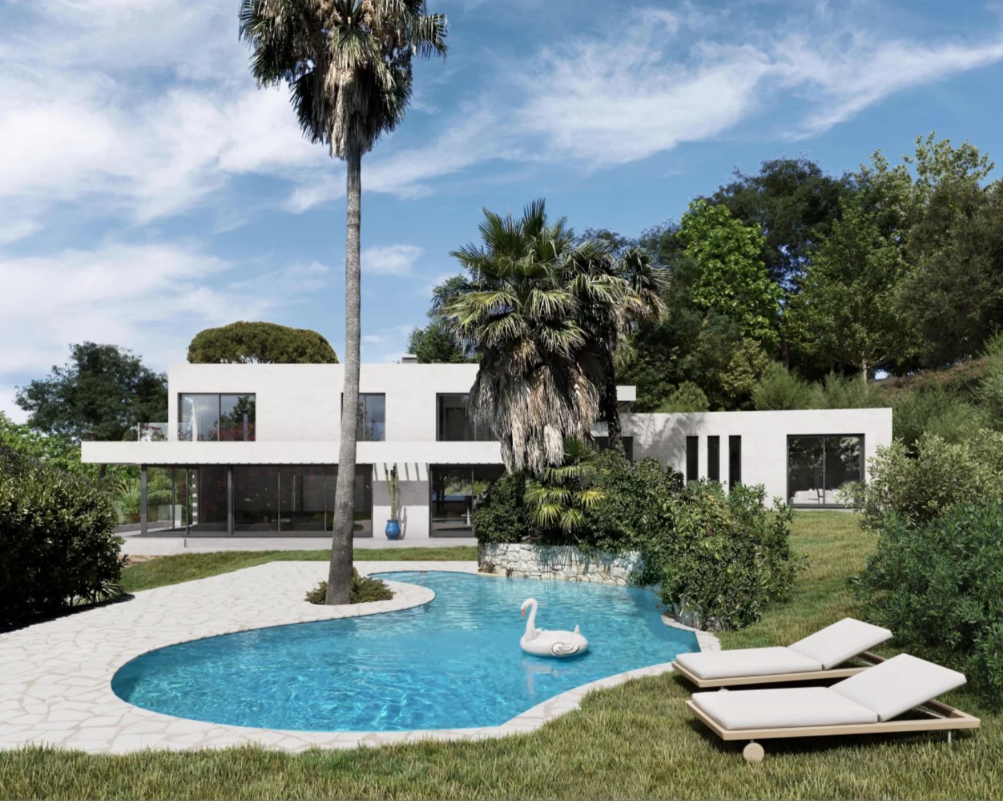 Rare - Cannes Californie - Projet de construction de villa avec piscine.