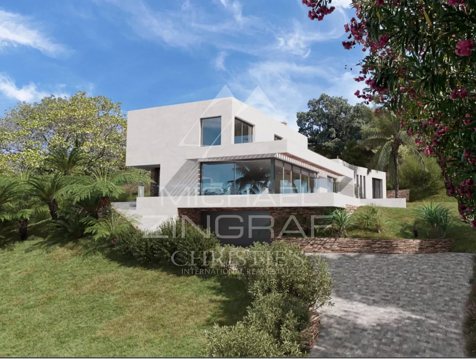 Rare - Cannes Californie - Construction project for a villa with swimming pool.