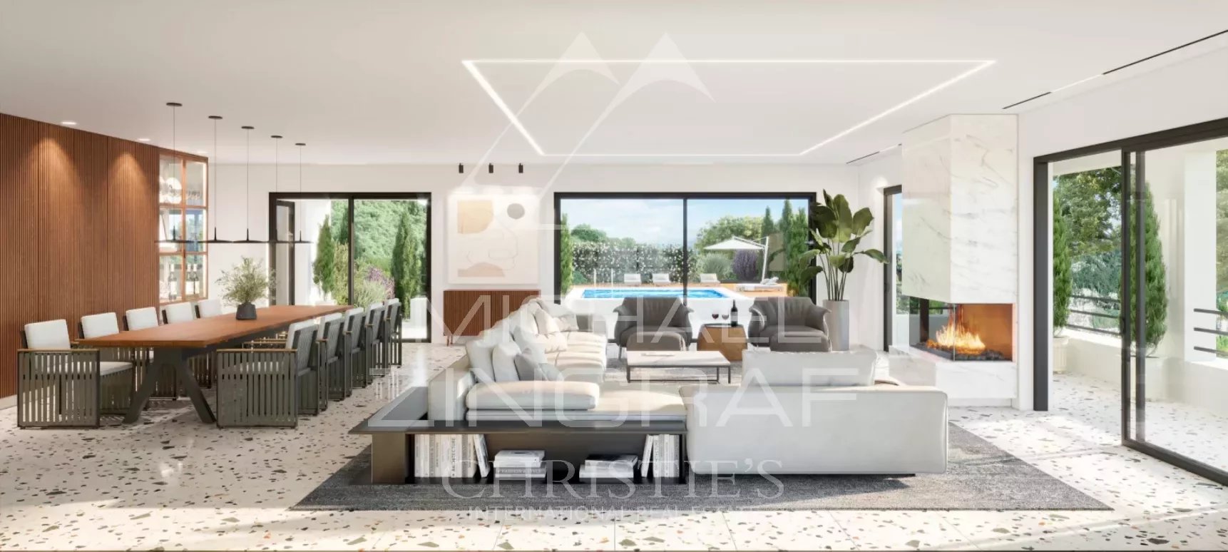 Rare - Cannes Californie - Construction project for a villa with swimming pool.