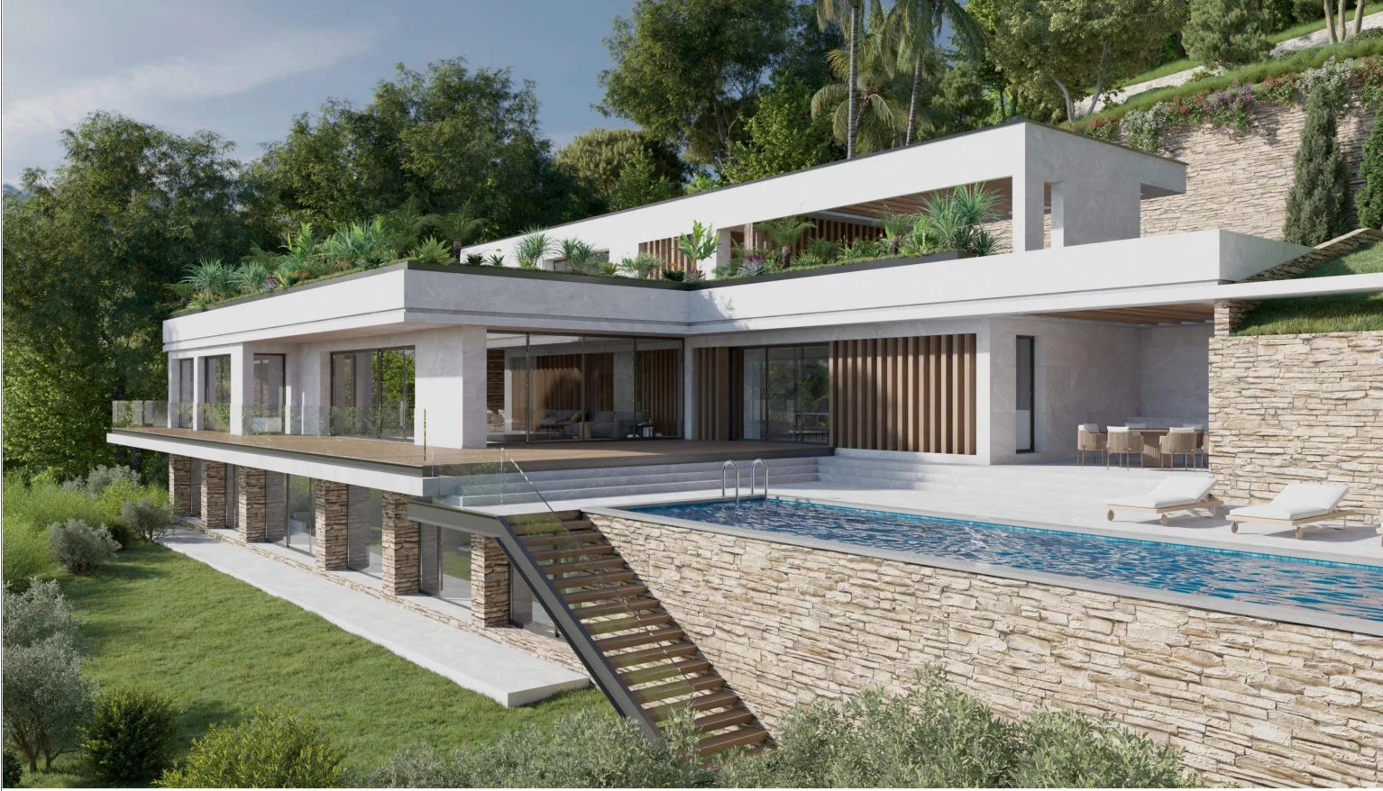 Rare - Cannes Californie - Projet de construction de villa avec piscine.